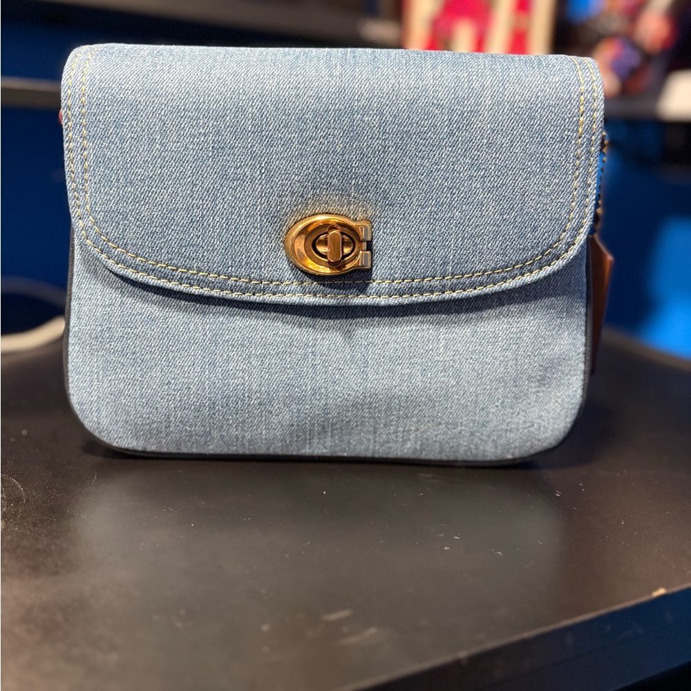 Coach Blue Denim Crossbody Bag with Structured Design
